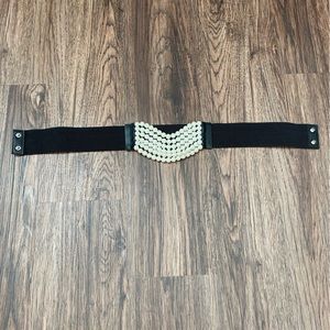 Black belt with faux pearls